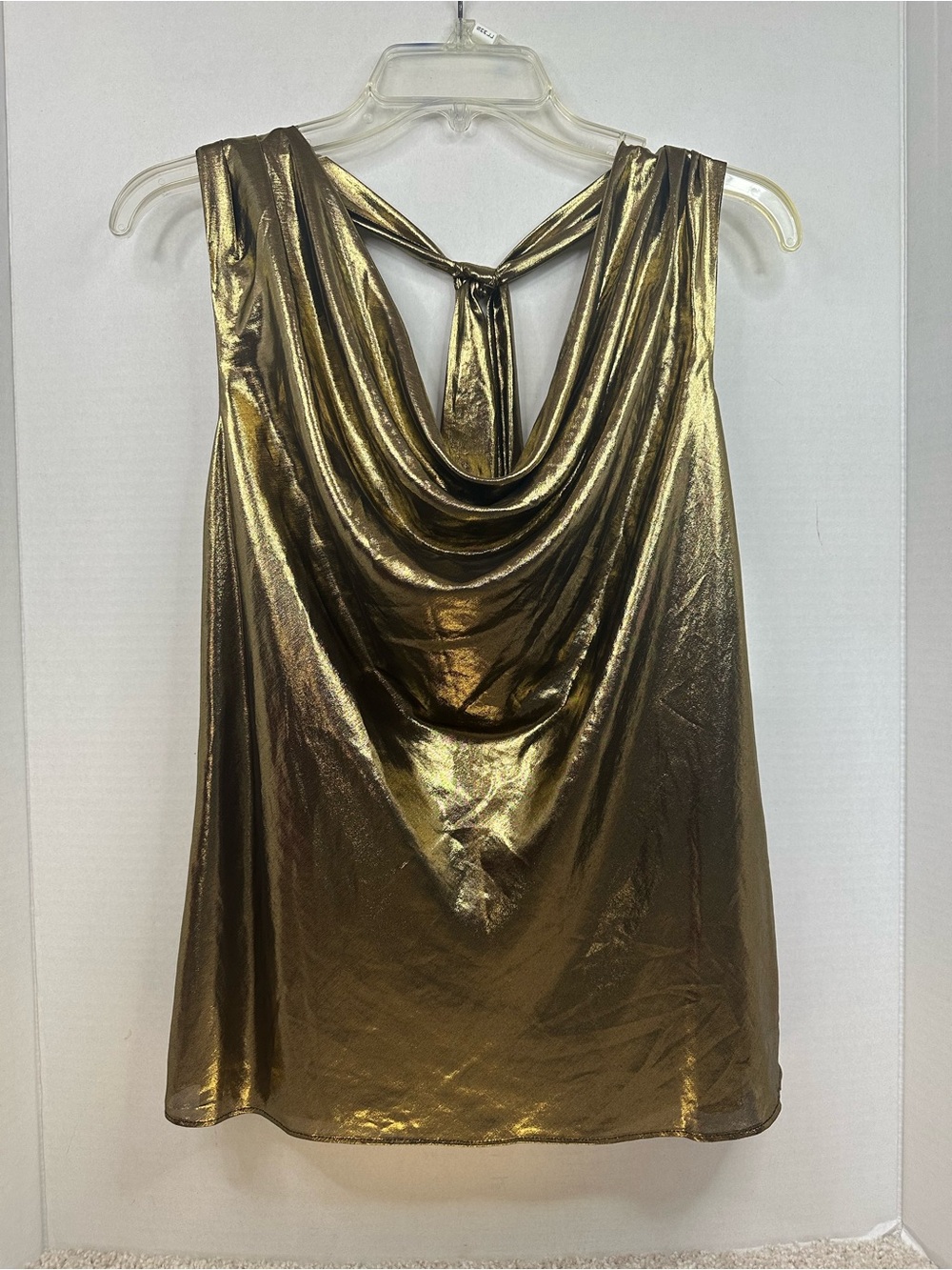 INC International Concepts Metallic Gold Cowl-Back Tank, size S, NWT